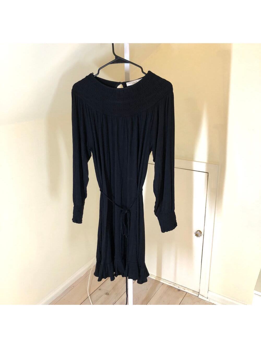Loft NWT Women's Black High Neck Knit Mini Dress Size L